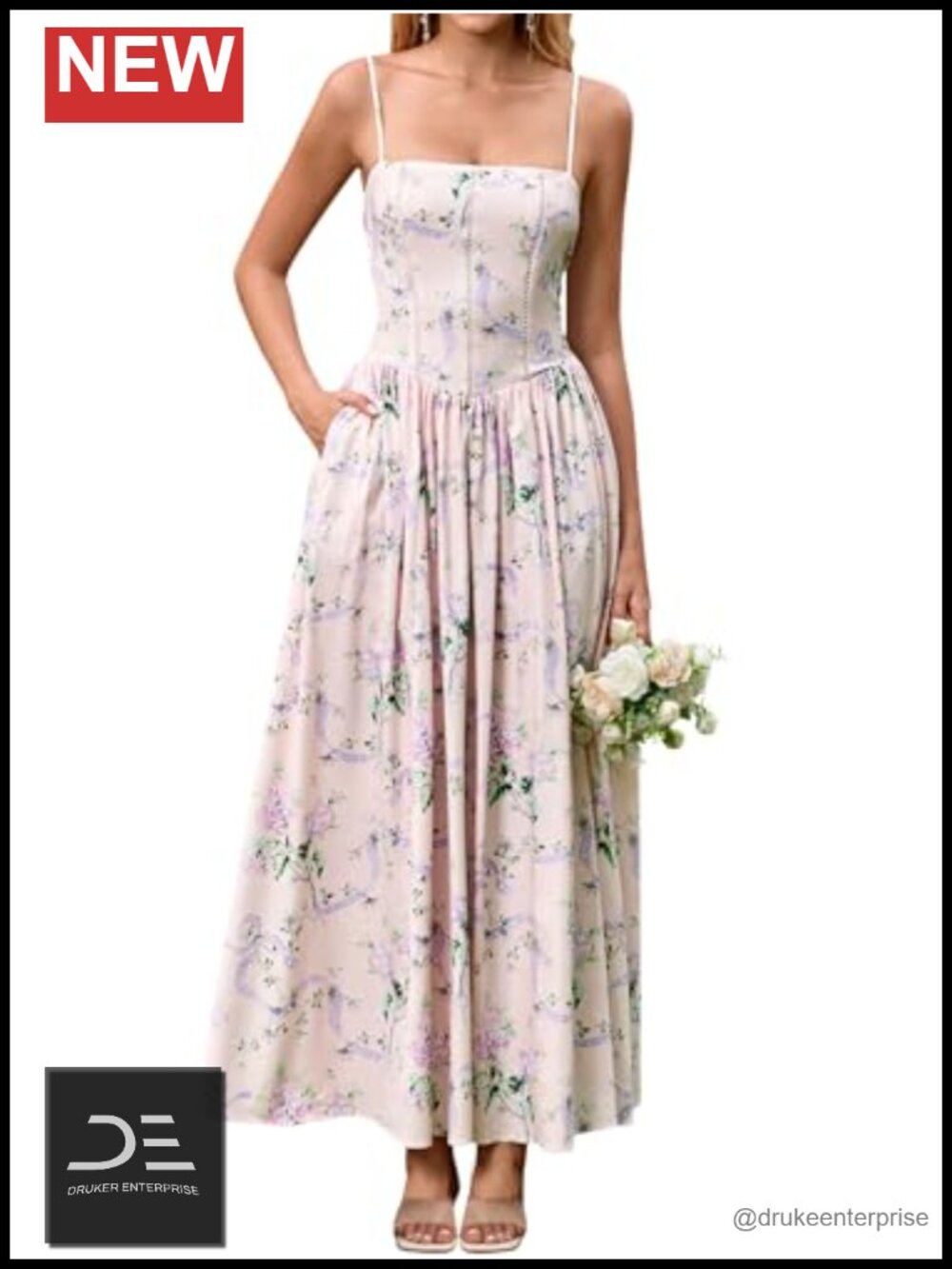 Women Floral Maxi Corset Sundress Summer Wedding Guest Dress